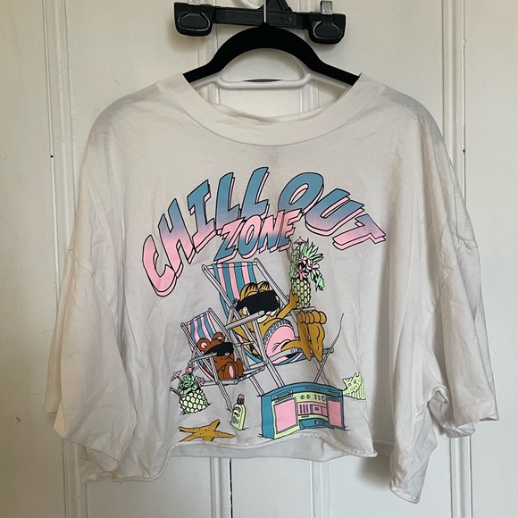 H&MxGarfield Cropped T-Shirt - Picture 1 of 2